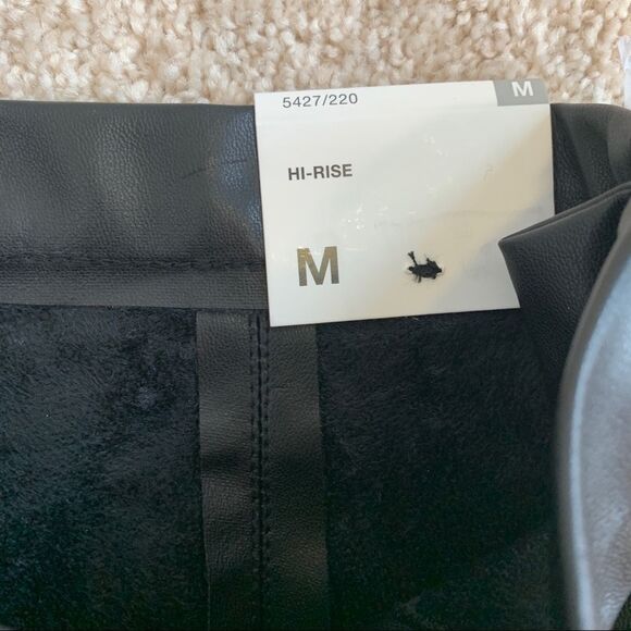 Zara black leggings vegan faux leather high waisted side zipper size medium NWT - Picture 5 of 12